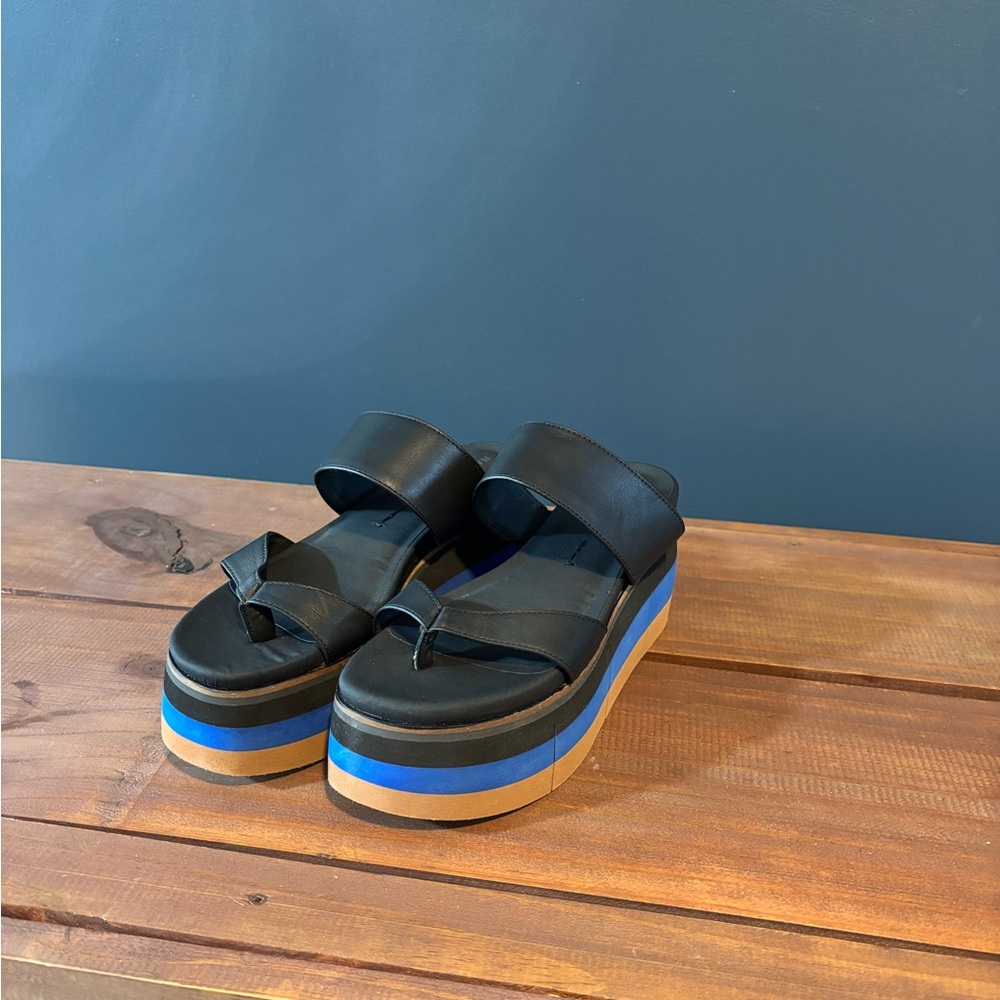Black and Blue Platform Sandals
